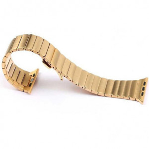 Curea iUni compatibila cu Apple Watch Ultra/SE/8/7/6/5/4/3/2/1, 44mm, Link Bracelet, Otel Inoxidabil, Gold - Img 3