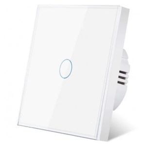 Intrerupator touch cap scara, cap cruce iUni 1F, 1 Canal, Sticla securizata, LED