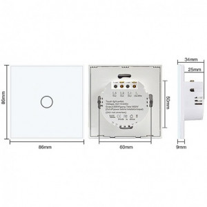 Intrerupator touch iUni 1F, 1 Canal, Sticla securizata, LED - Img 4