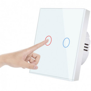 Intrerupator touch iUni 2F, 2 Canale, Sticla Securizata, LED - Img 2