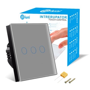 Intrerupator touch iUni 3F, 3 Canale, Sticla Securizata, LED, Silver - Img 6