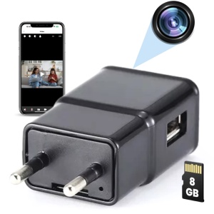 Mini Camera Incarcator USB iUni IP1000, Wi-Fi, 8GB, Full HD, Vizualizare Live pe telefon - Img 1