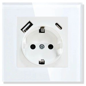 Priza rama sticla securizata, porturi USB-A si USB-C, iUni UC1, 16A - Img 2