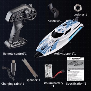 Barca cu telecomanda iUni HJ820, RC High-Speed Boat, Viteza 25 km/h, 2.4GHz, White - Img 13