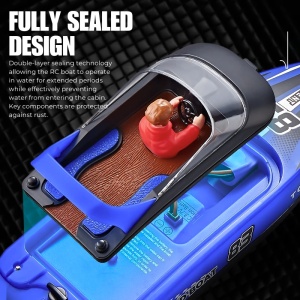 Barca cu telecomanda iUni HJ821, RC High-Speed Boat, Viteza 15 km/h, 2.4GHz, Blue - Img 9