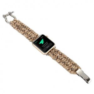 Curea iUni compatibila cu Apple Watch Ultra/SE/8/7/6/5/4/3/2/1, 38mm, Elastic Paracord, Rugged Nylon Rope, Cream - Img 3