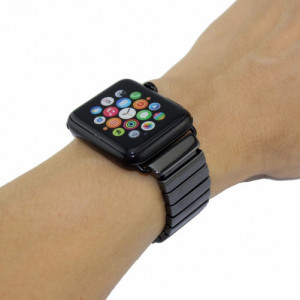 Curea iUni compatibila cu Apple Watch Ultra/SE/8/7/6/5/4/3/2/1, 38mm, Ceramic Belt, Black - Img 3