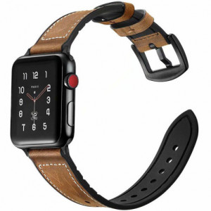 Curea iUni compatibila cu Apple Watch Ultra/SE/8/7/6/5/4/3/2/1, 38mm, Leather Strap, Dark Coffee - Img 3