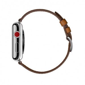 Curea iUni compatibila cu Apple Watch Ultra/SE/8/7/6/5/4/3/2/1, 40mm, Single Tour, Piele, Maro - Img 2
