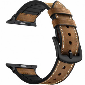 Curea iUni compatibila cu Apple Watch Ultra/SE/8/7/6/5/4/3/2/1, 40mm, Leather Strap, Dark Coffee - Img 2