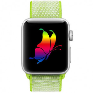 Curea iUni compatibila cu Apple Watch Ultra/SE/8/7/6/5/4/3/2/1, 42mm, Nylon Sport, Woven Strap, Electric Green - Img 3