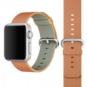 Curea iUni compatibila cu Apple Watch Ultra/SE/8/7/6/5/4/3/2/1, 42mm, Nylon, Woven Strap, Gold/Red - Img 3
