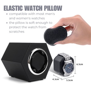 Cutie intors ceas automat iUni, Watch Winder, Piele ecologica, Negru - Img 5