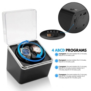 Cutie intors ceasuri automatice iUni, 4 programe, Watch Winder 2, Negru-Argintiu - Img 2