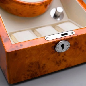 Cutie intors ceasuri automatice iUni, Watch Winder 2 + 3 spatii depozitare, 4 Programe, Gold - Img 6