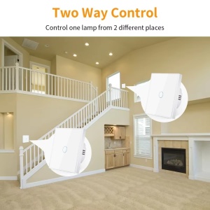 Intrerupator touch cap scara, cap cruce iUni 1F, Sticla securizata, LED - Img 3