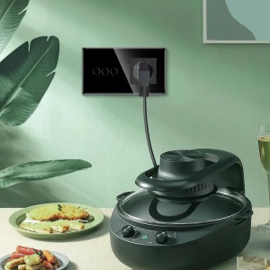 Intrerupator touch si Priza, Rama sticla securizata, iUni 3Y, LED, Black - Img 3