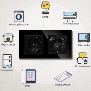 Priza dubla rama sticla securizata, 2 porturi USB-A, iUni US2, 16A, Black - Img 6