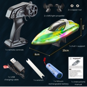Barca cu telecomanda iUni HJ819, RC High-Speed Boat, Viteza 15 km/h, 2.4GHz, Verde - Img 14