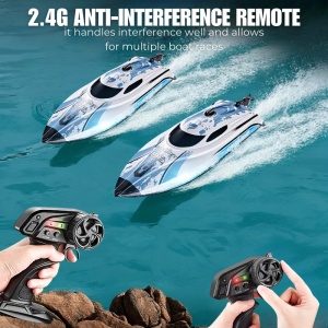 Barca cu telecomanda iUni HJ820, RC High-Speed Boat, Viteza 25 km/h, 2.4GHz, White - Img 10