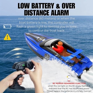 Barca cu telecomanda iUni HJ821, RC High-Speed Boat, Viteza 15 km/h, 2.4GHz, Blue - Img 6