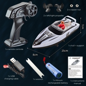 Barca cu telecomanda iUni HJ821, RC High-Speed Boat, Viteza 15 km/h, 2.4GHz, White - Img 12