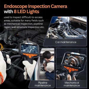 Camera Inspectie Auto Industriala iUni VC43-RD, Ecran IPS 4.3", Cablu Semirigid, Lungime 2M, 1080P, 8 LED-uri ajustabile, Lentila 8mm, Slot Card microSD, Rezistenta la Apa IP67, 2600mAh - Img 2