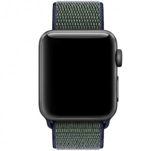 Curea iUni compatibila cu Apple Watch Ultra/SE/8/7/6/5/4/3/2/1, 38mm, Nylon Sport, Woven Strap, Navy Blue/Green - Img 2