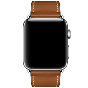 Curea iUni compatibila cu Apple Watch Ultra/SE/8/7/6/5/4/3/2/1, 38mm, Single Tour, Piele, Maro - Img 3