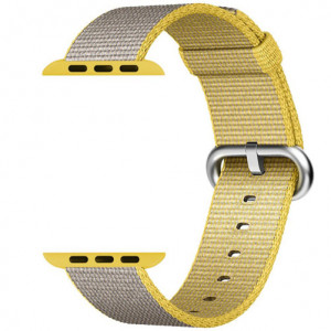 Curea iUni compatibila cu Apple Watch Ultra/SE/8/7/6/5/4/3/2/1, 38mm, Nylon, Woven Strap, Yellow/Gray - Img 3