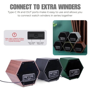Cutie intors ceas automat iUni, Watch Winder, Piele ecologica, Gri - Img 6