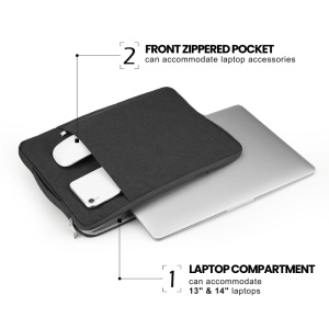 Geanta Laptop 13"-14" iUni, Material Textil Impermeabil, Anti-zgarieturi, Anti-socuri, Buzunar extern, Negru - Img 3