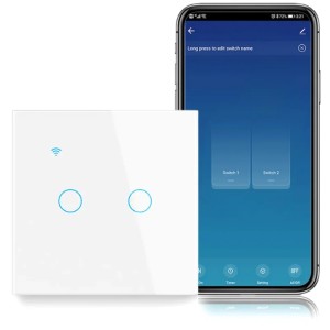 Intrerupator smart touch, WiFi, Sticla securizata, iUni 2G, 2 Canale, 10A, Control vocal, Smart Life / Tuya, LED - Img 2