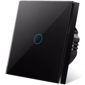 Intrerupator touch iUni 1F, 1 Canal, Sticla Securizata, LED, Black