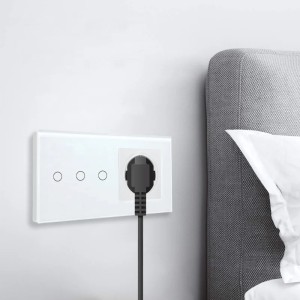 Intrerupator touch triplu si Priza, Rama sticla securizata, iUni 3Y, LED - Img 3