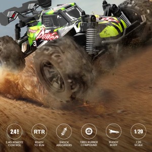 Masinuta cu Telecomanda iUni S757, Scara 1:20, 2.4Ghz, 20km/h High Speed Off-Road Racing Car, Verde - Img 4
