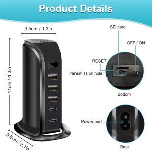Mini Camera Wi-Fi iUni IP91, Full HD, Statie Incarcare, 2 porturi Type-C, 3 porturi USB-A, 20W - Img 7