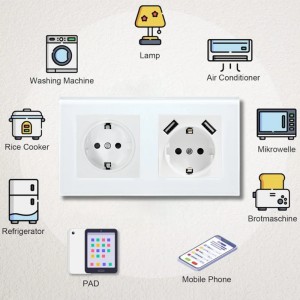 Priza dubla rama sticla securizata, 2 porturi USB-A, iUni US2, 16A - Img 6