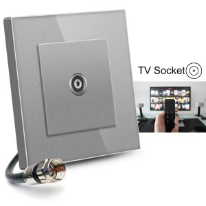 Priza TV cu Rama din sticla securizata, iUni TS, Conector Mama 9.5mm, Silver - Img 3