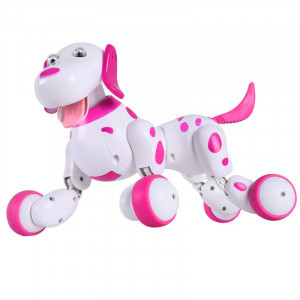 Robot Catel interactiv iUni Smart-Dog, telecomanda cu 24 comenzi, Alb-Roz - Img 4