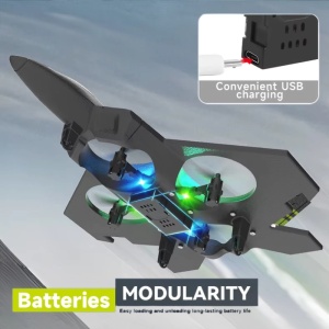 Avion cu telecomanda iUni S98, Combat Aircraft, Acrobatii 360°, Giroscop, Rezistent la impact, Lumini LED, Verde - Img 7