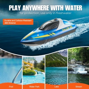 Barca cu telecomanda iUni HJ819, RC High-Speed Boat, Viteza 15 km/h, 2.4GHz, Albastru - Img 13