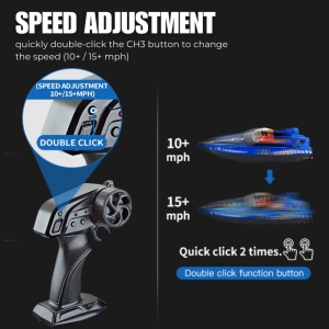 Barca cu telecomanda iUni HJ821, RC High-Speed Boat, Viteza 15 km/h, 2.4GHz, Blue - Img 3