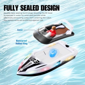 Barca cu telecomanda iUni HJ821, RC High-Speed Boat, Viteza 15 km/h, 2.4GHz, White - Img 9