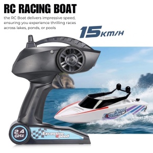 Barca cu telecomanda iUni RC Racing Boat Waterproof 3323, Frecventa 2.4G, Alb - Img 2