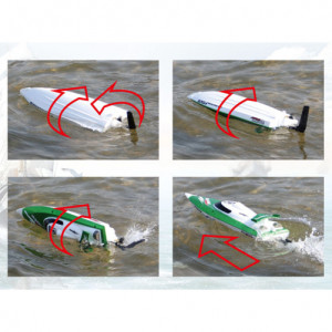 Barca cu telecomanda si 2 acumulatori iUni FT009i Top Speed Racing Flipped Boat, Verde - Img 4