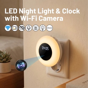 Camera Spion in Lampa de veghe cu Ceas iUni IP71, Wi-Fi, 16GB, Full HD, Night Vision, Vizualizare Live pe telefon - Img 2