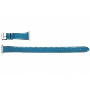 Curea iUni compatibila cu Apple Watch Ultra/SE/8/7/6/5/4/3/2/1, 38mm, Double Tour, Piele, Albastru - Img 5