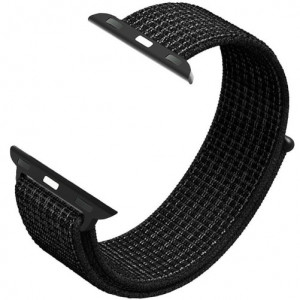 Curea iUni compatibila cu Apple Watch Ultra/SE/8/7/6/5/4/3/2/1, 40mm, Nylon Sport, Woven Strap, Midnight Black - Img 2