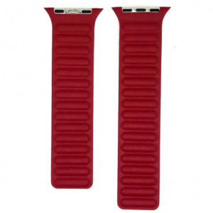 Curea iUni compatibila cu Apple Watch Ultra/SE/8/7/6/5/4/3/2/1, 42mm, Leather Link, Red - Img 2